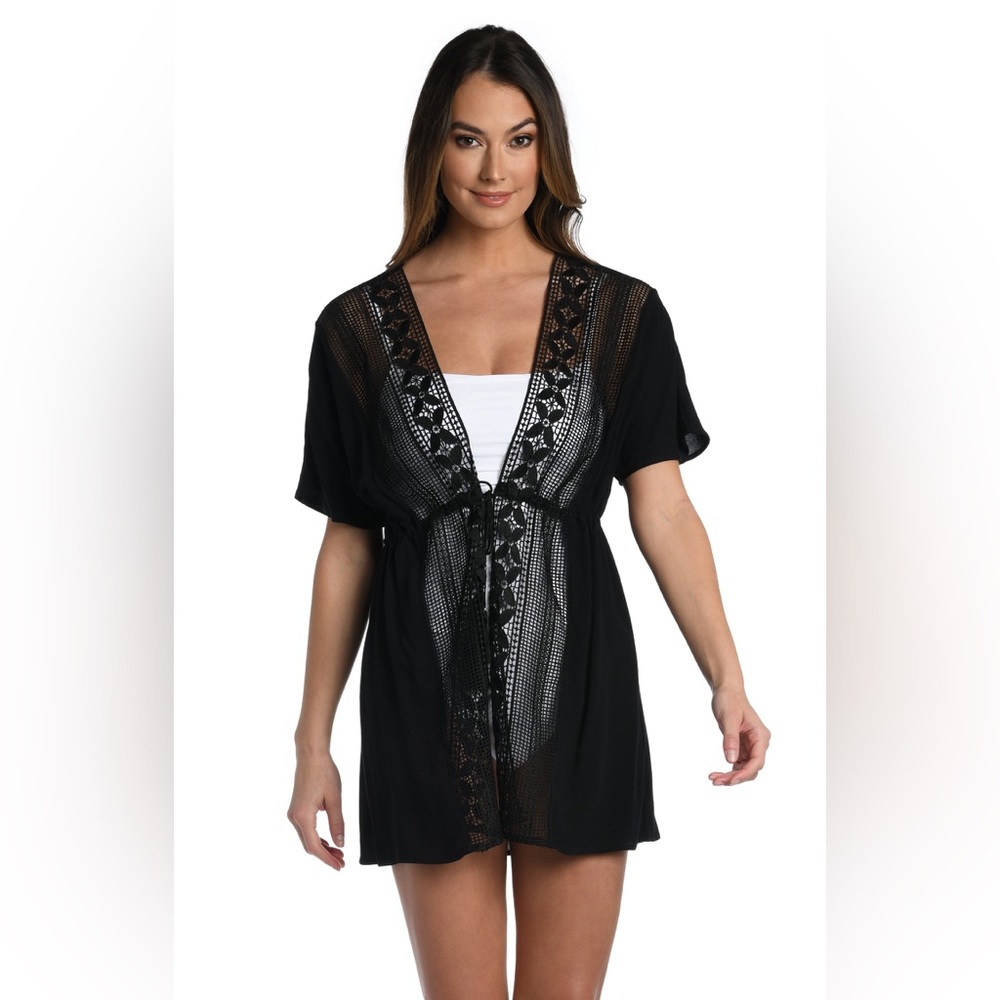 La Blanca Coastal Covers Kimono - Black, size medium, $103